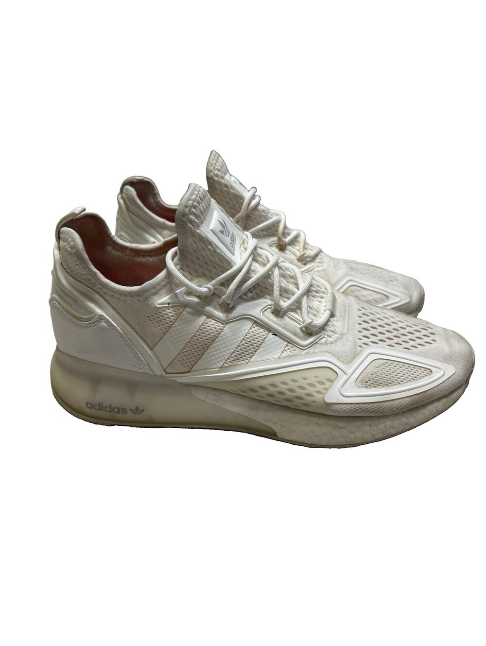 Adidas Boost Men’s Shoes Size 12 White Gray Running Sneakers ZX Lace Up Rare
